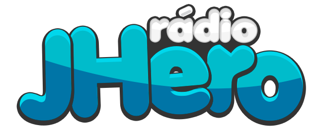 Quarta e atual logomarca da Rádio J-Hero, mantendo a identidade da terceira. A posição das letras do texto "J-Hero" está ligeiramente torta de propósito, com as letras se sobrepondo levemente umas às outras.