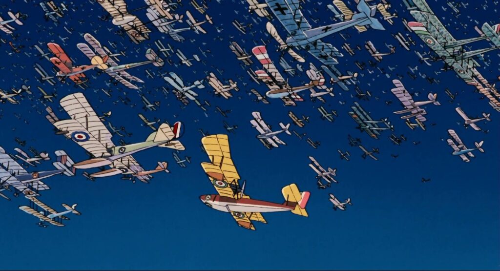Os aviões que Marco vê durante sua experiência de quase morte. Vários aviões coloridos no céu.