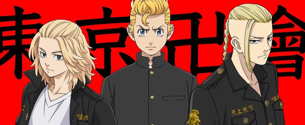 Mikey, Takemichi e Draken, personagens do anime Tokyo Revengers.