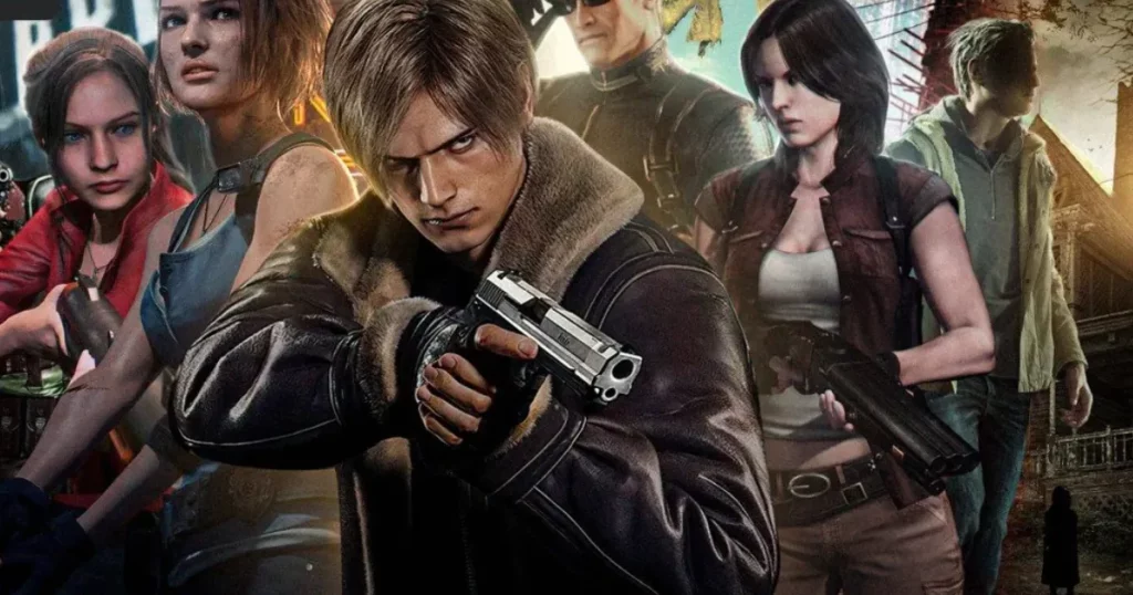 Imagem com sete protagonistas da franquia Resident Evil, da Capcom